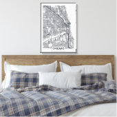 Chicago, Illinois | Schwarz-Weiß-Stadtplan Leinwanddruck (Insitu (Schlafzimmer))