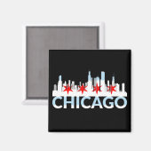 Chicago Illinois Silhouette 4 Stars Vintage Reisen Magnet (Vorderseite/Rückseite)