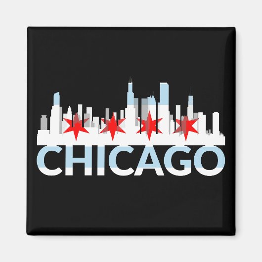Chicago Illinois Silhouette 4 Stars Vintage Reisen Magnet (Vorne)