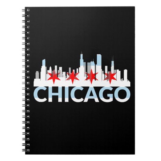 Chicago Illinois Silhouette 4 Stars Vintage Reisen Notizblock (Vorderseite)