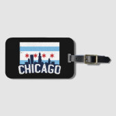 Chicago Illinois Skyline 4 Sterne Vintag Gepäckanhänger (Vorderseite (Horizontal))