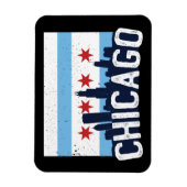 Chicago Illinois Skyline 4 Sterne Vintag Magnet (Vertikal)