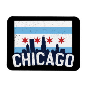 Chicago Illinois Skyline 4 Sterne Vintage   Magnet