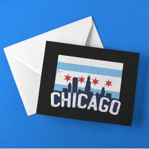 Chicago Illinois Skyline 4 Sterne Vintage Postkarte