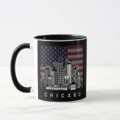 Chicago Illinois Skyline American Flag Tasse (Links)