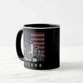 Chicago Illinois Skyline American Flag Tasse (Vorderseite Links)