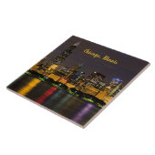 Chicago, Illinois Skyline bei Nacht Fliese (Seite)