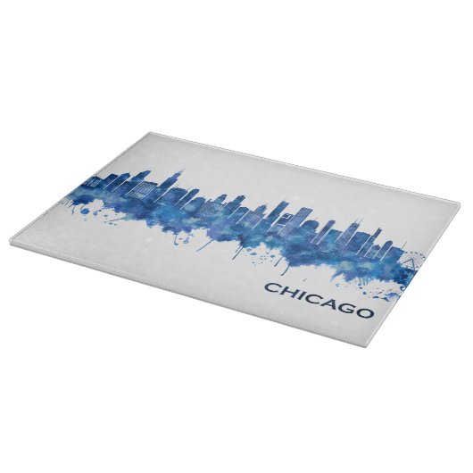 Chicago Illinois Skyline Blue Schneidebrett (Ecke)