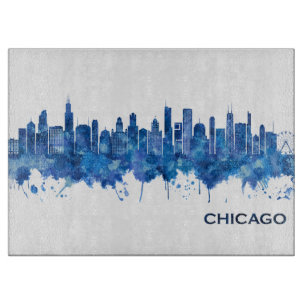 Chicago Illinois Skyline Blue Schneidebrett