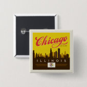 Chicago Illinois Skyline Button (Vorne & Hinten)
