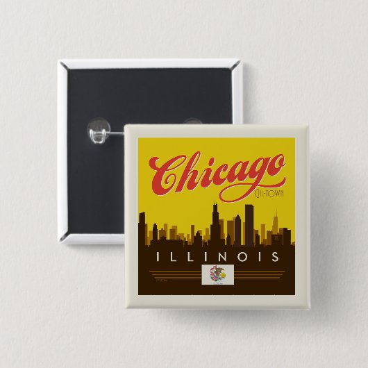 Chicago Illinois Skyline Button (Vorne & Hinten)