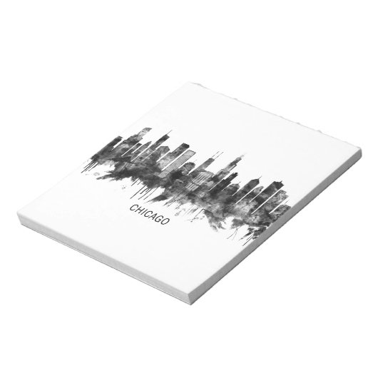 Chicago Illinois Skyline BW Notizblock (Rotiert)