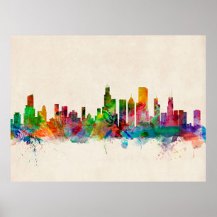 Chicago Illinois Skyline Cityscape Poster