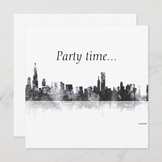 CHICAGO ILLINOIS SKYLINE - Einladung (Vorne/Hinten)