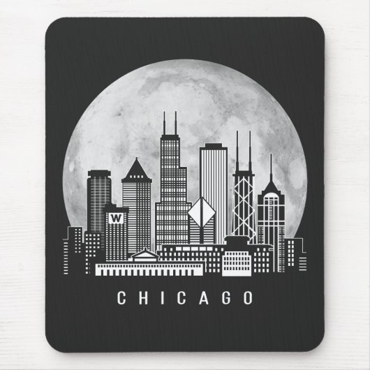 Chicago Illinois Skyline Full Moon Mousepad (Vorne)