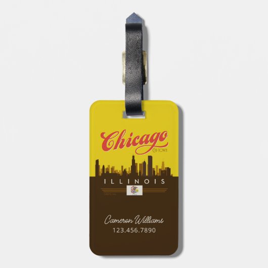 Chicago Illinois Skyline Gepäckanhänger (Rückseite vertikal)