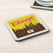 Chicago Illinois Skyline Getränkeuntersetzer (Linke Seite)