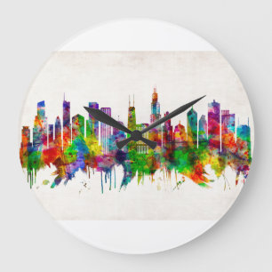 Chicago Illinois Skyline Große Wanduhr