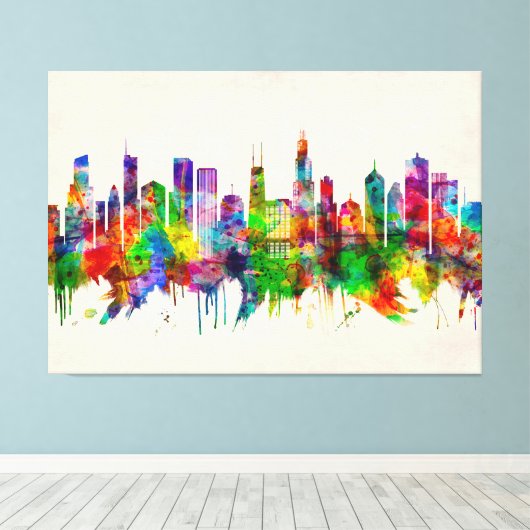 Chicago Illinois Skyline Leinwanddruck (Insitu (Holzboden))