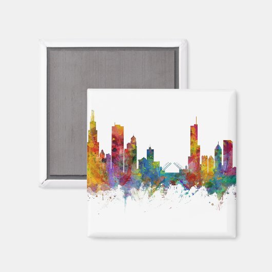 Chicago Illinois Skyline Magnet (Vorderseite/Rückseite)