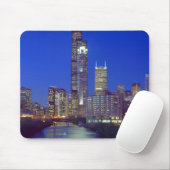 Chicago, Illinois, Skyline nachts mit Chicago Mousepad (Mit Mouse)