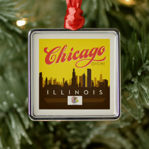 Chicago Illinois Skyline Ornament Aus Metall