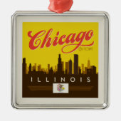 Chicago Illinois Skyline Ornament Aus Metall (Vorne)