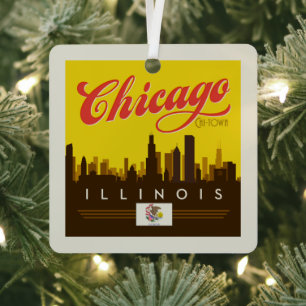 Chicago Illinois Skyline Ornament Aus Metall