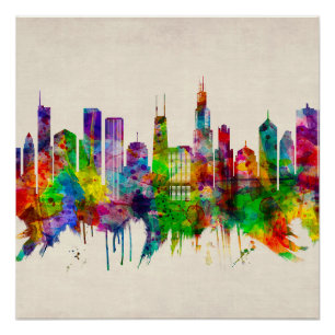 Chicago Illinois Skyline Poster