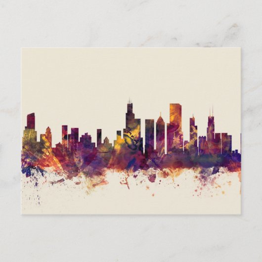 Chicago Illinois Skyline Postkarte (Vorderseite)
