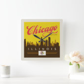 Chicago Illinois Skyline Quadratische Wanduhr (Zuhause)