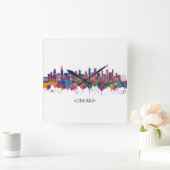 Chicago Illinois Skyline Quadratische Wanduhr (Zuhause)