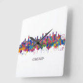 Chicago Illinois Skyline Quadratische Wanduhr (Winkel)