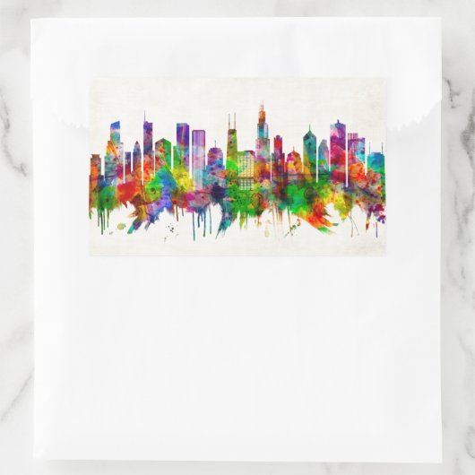 Chicago Illinois Skyline Rechteckiger Aufkleber (Tasche)