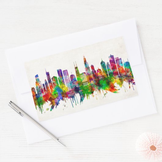 Chicago Illinois Skyline Rechteckiger Aufkleber (Umschlag)