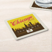 Chicago Illinois Skyline Rechteckiger Pappuntersetzer (angewinkelt)