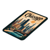 Chicago Illinois Skyline Reisen Vintag Magnet (Linke Seite)