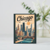Chicago Illinois Skyline Reisen Vintag Postkarte (Stehend Vorderseite)