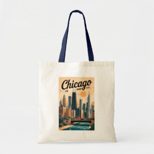 Chicago Illinois Skyline Reisen Vintag Tragetasche