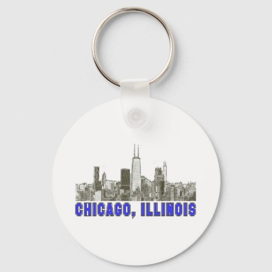 Chicago, Illinois Skyline Schlüsselanhänger (Vorderseite)