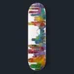 Chicago Illinois Skyline Skateboard<br><div class="desc">Aquarellkunstdruck der Skyline von Chicago,  Illinois,  Vereinigte Staaten</div>