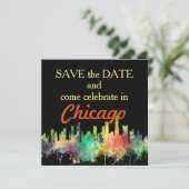 CHICAGO, ILLINOIS SKYLINE SP - SAVE THE DATE (Stehend Vorderseite)