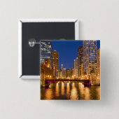 Chicago, Illinois, Skyline und Chicago River Button (Vorne & Hinten)