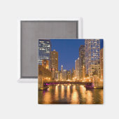 Chicago, Illinois, Skyline und Chicago River Magnet (Vorderseite/Rückseite)