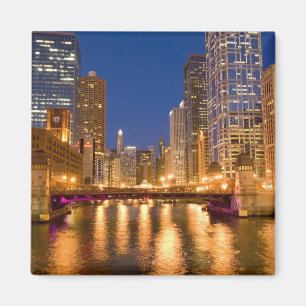 Chicago, Illinois, Skyline und Chicago River Magnet