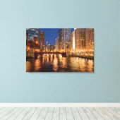Chicago, Illinois, Skyline und Chicago River mit 2 Leinwanddruck (Insitu (Holzboden))