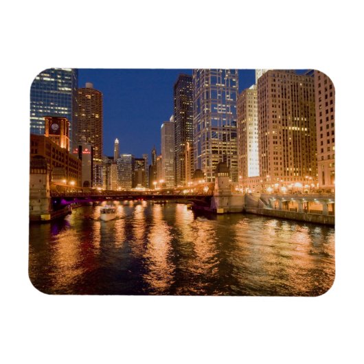 Chicago, Illinois, Skyline und Chicago River mit 2 Magnet (Horizontal)