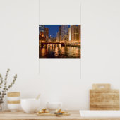 Chicago, Illinois, Skyline und Chicago River mit 2 Poster (Küche)