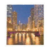 Chicago, Illinois, Skyline und Chicago River Notizblock (Vorderseite)