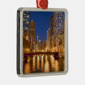 Chicago, Illinois, Skyline und Chicago River Ornament Aus Metall (Rechts)
